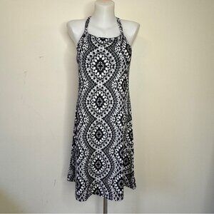 NWT Prana Quinn Dress Halter Built in Bra Oxford Black Gardenia Sz M